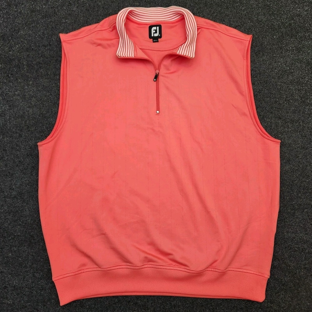 Footjoy Performance Vest Men's XL Coral Pink Golf 1/2 Zip Stretch Sleeveless